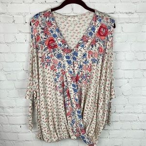 Maurices Floral Cold Shoulder Blouse Size 2